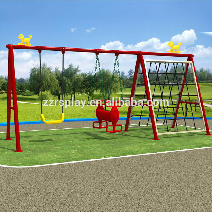 kindergarten kids climbing and swing outdoor play and gym equipment